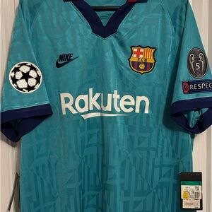 Nike Teal and Navy Messi Barcelona Jersey